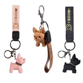 Zwenjuan Bulldog Key Fob, Pack of 3 Dog Pendant Keychain, Cartoon Dog Keyring, for Women, Men, Bag, Backpack, Car Keys, Pendant, Handbag Decoration