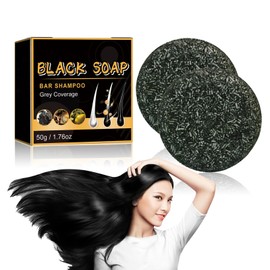 Tkekruh 2 x Grey Shine Soap 50 g, Natural Soap for Removing Grey Hair, Grey Shine Hair Revitalisable, Solid Shampoo, Oily Hair, Cleans and Balances, Shampoo Bar, Anti Grey Bar