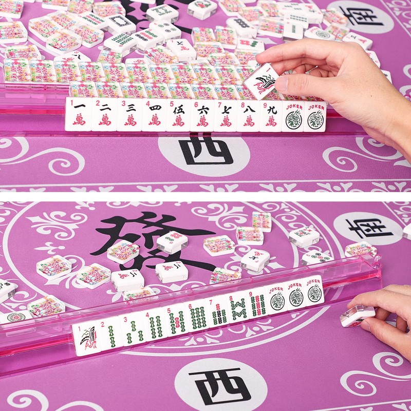 GUSTARIA Mahjong Mat,Mahjong Table Mat with 3 Dice & Carrying