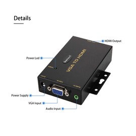 JideTech 1080P VGA to HDMI Converter with 3.5mm Audio Port for PC Laptop Display Computer Mac Projector