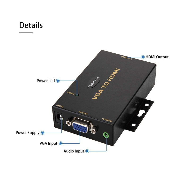 JideTech 1080P VGA to HDMI Converter with 3.5mm Audio Port