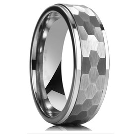 Men's and women's hammer pattern design release anxiety ring and stress relief ring (Silvery, 8)