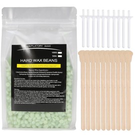 Geerow Hair Removal Wax Nose Hair Wax 17.6 oz (500 g), Gentle on Sensitive Skin, Hypoallergenic, Face, Nose, Eyebrow, Chest, Under Armpits, Chin Bikini, Lips, Arms, Legs, Chin, Full Body Hair Removal Hard Wax Beads, Hair Removal for Women and Men, Nose Hair Removal Wax Granular (500 g) Brown Tree Wax Particles + 10 wooden pieces Stick + 10 nose hair sticks)