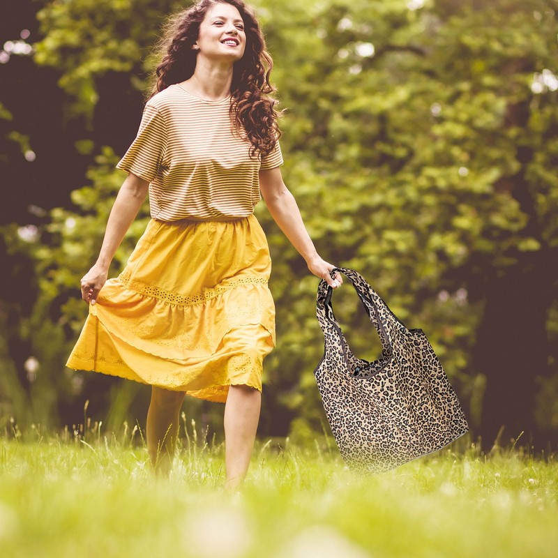 UILYNIU 3 Pack Large Lightweight Foldable Reusable Shopping Bag (Brown)