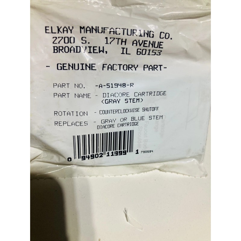 ELKAY, A-51948-R, DIACORE COUNTERCLOCKWISE SHUTOFF GREY STEM CARTRIDGE