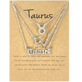 ShiQiao Spl Best Friend BFF Gifts for Women Horoscope Necklace for Girls Taurus Gifts for BFF Astrology Necklace for Sister Daughter Girlfriend 3 Pcs