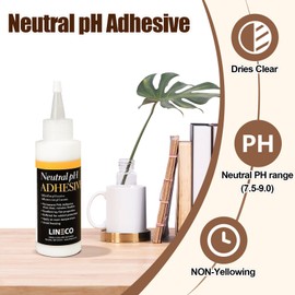 LINECO Neutral pH Adhesive, 4 Oz, Acid-Free, All-purpose Glue, Dries Clear and Remains Flexible, Used for Bookbinding and Book Repair, Framing, Collages, Paper Art and Crafts