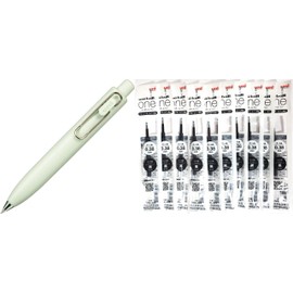 Uni Gel Ballpoint Pen 0.38mm + Gel Ink Ballpoint Pen Refill 0.38 Black Set of 10 (Hakka)