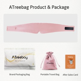 ATreebag Silk Sleep Mask for Women Men, Mulberry Silk Eye Sleeping Mask & Blindfold with Adjustable Velcro Strap, Blackout Eye Cover for Sleep Travel Yoga Nap, Large Size (Light Plum)