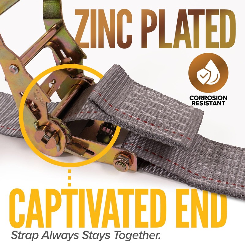 US Cargo Control Double-Fitted E-Track Ratchet Straps (4 Pack), 4,400