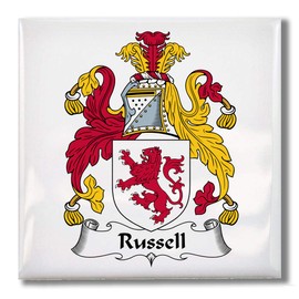 Carpe Diem Designs Russell Family Crest/Coat of Arms Ceramic Tile for Coaster, Hot Plate, Trivet or Decorative Accent