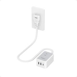Extension Cord, 1.2 ft (0.5 m), Power Strip with USB, TESSAN USB Outlet, 3 AC Outlets, 1 Type C Port, 2 USB Ports, Octopus, Octopus Wiring, Table Tap, Multi, Swing Plug, Oa Tap, Wall Mounted, Tabletop