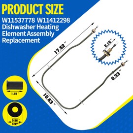 W11537778 Dishwasher Heating Element Replacement Compatible with Whirlpool WDPA70SAMZ1 WDT750SAKW3 KDFE104KBL0, W11412298 Dishwasher Element Assembly Replace W11536143 W11536777 W11537777 W11047695