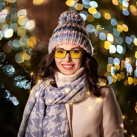 Feisedy B2593 Over Sunglasses, TAC Polarized UV400 UV Protection, For Night Driving, Night Sunglasses, Large Size, Yellow Lenses, Unisex, Black