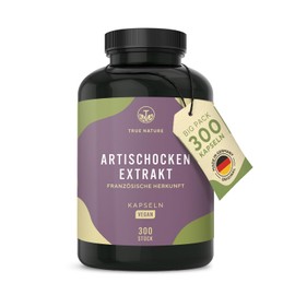 Artichoke Extract High Dose - 300 Capsules - 2400mg (60mg Cynarin) per Day - 75 Days Supply - Real French Artichoke Capsules High Dose - Vegan TRUE NATURE