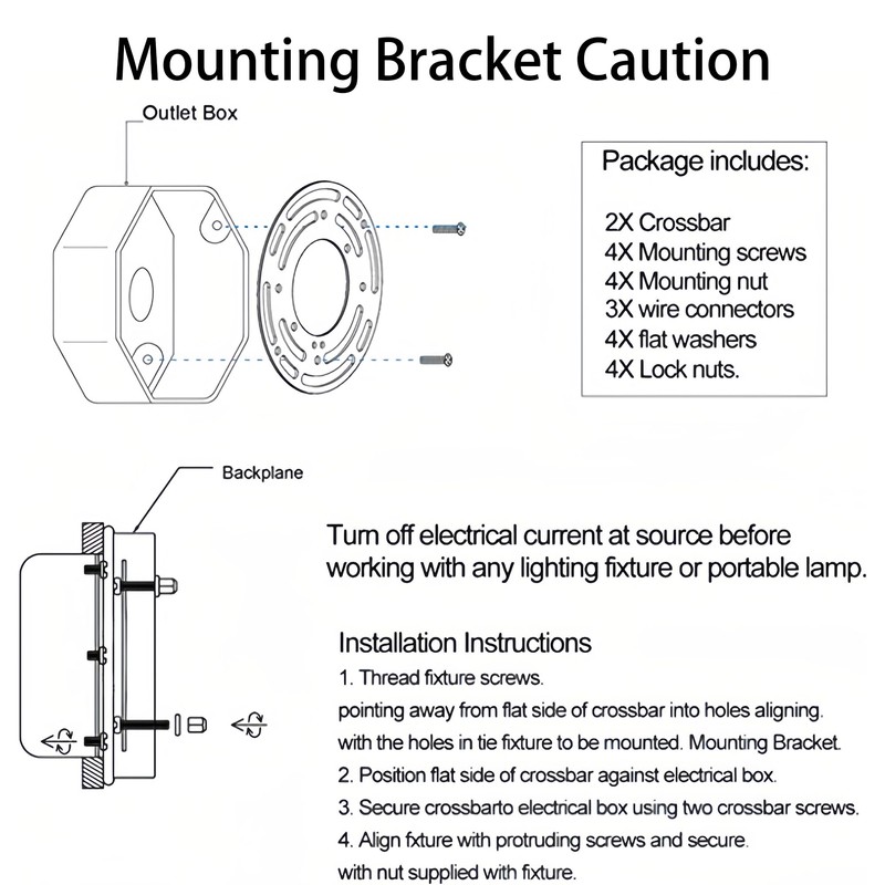 2 Pack Universal Light Fixture Mounting Bracket, 4 Inches Diameter