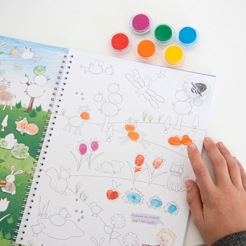 TRENDHAUS 957047 Finger Stamp Colours 6 Tower - Skin-friendly and