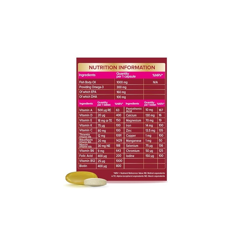 Seven Seas Omega-3 & Multivitamins Woman, with Biotin & Iron,