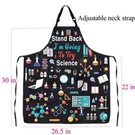 FUSTMW Science Apron - Stand Back I'm Going To Try Science - Gifts for Teachers, Students, Science Lover (Lab Apron)