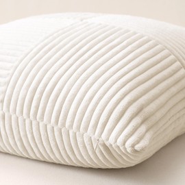 Sungeek Set of 4 Decorative Cushion Covers 45cm x 45cm Striped Corduroy Square Throw Pillow Covers with Invisible Zipper for Sofa Couch Living Room Bedroom Black Cream White Mix and Match Home Decor