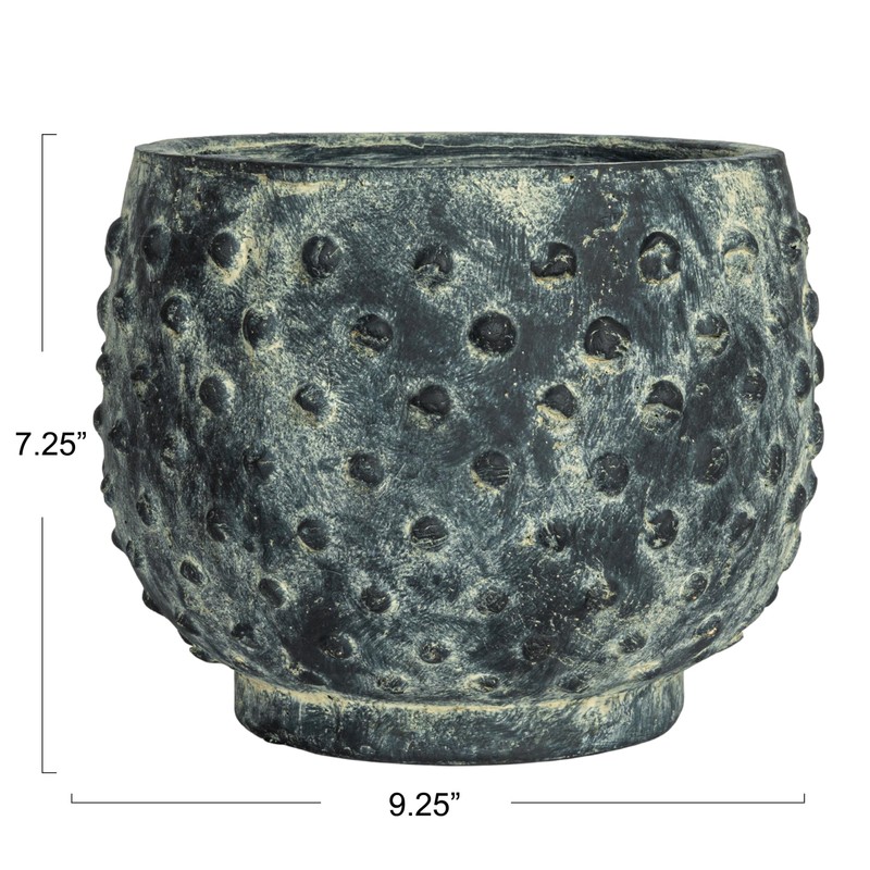 Creative Co-Op Distressed Terra Cotta Hobnail Planter, Black