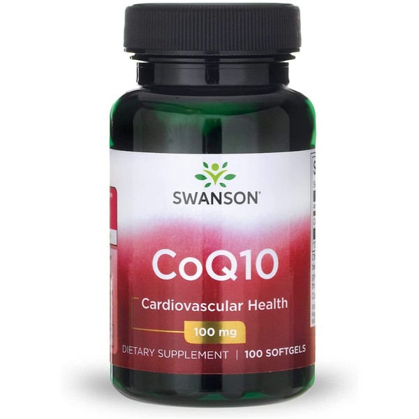 Swanson CoQ10 Heart Health Cardiovascular Brain Energy Antioxidant Support Coenzyme Q10 Supplement 100 mg 100 Capsules