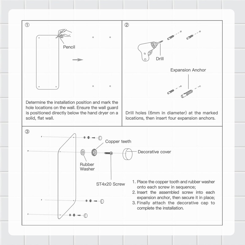 AIKE Durable Stainless Steel Hand Dryer Wall Splash Guard Backsplash