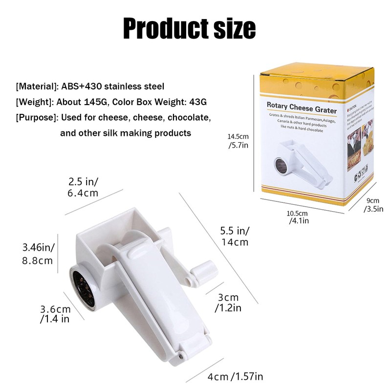 Parmesan Cheese Carrot Garlic Grater Graters Press Rotary Mini with