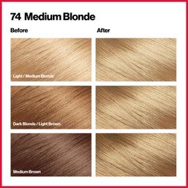 REVLON Colorsilk Beautiful Permanent Hair Color with 3D Gel Technology & Keratin, 74 Medium Blonde, 3 Count