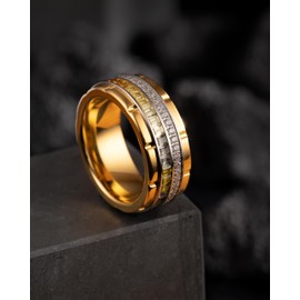 100S JEWELRY 10mm Gold Tungsten Rings For Men Rainbow & Clear CZ Cubic Zirconia moissanite Wedding Promise Band Size 6-16 (Tungsten, 10.5)