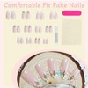 Fake Nails, 24pcs Flash Drill Pearl False Nails with Glue,3D