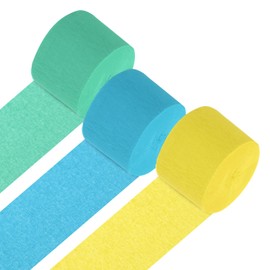 PATIKIL Crepe Paper Streamers, 3 Roll Party Decorations Streamers for Birthday Wedding Christmas Party Supplies, Light Blue/Mint Green/Yellow (1.8Inch x 72Ft/Roll)