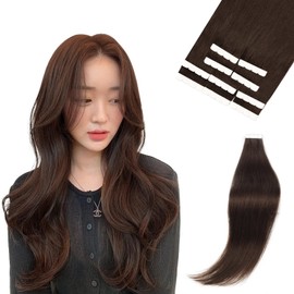 Paruks Human Hair Tape-in Extensions, Wig, Short Hair, Set of 10, 2#, 11.8 in (30 cm), Dark Brown