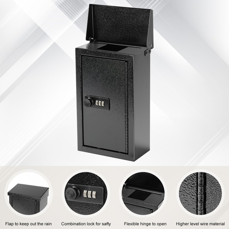 xydled Wall-Mounted Key Drop Box with Combination Lock, Metal Mailbox,