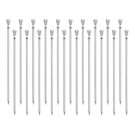 sourcing map Cocktail Toothpicks, 20Pcs 4.3 Inch Stainless Steel Long Cocktail Picks Reusable Metal Cocktail Skewers for Drinks Appetizer Fruits