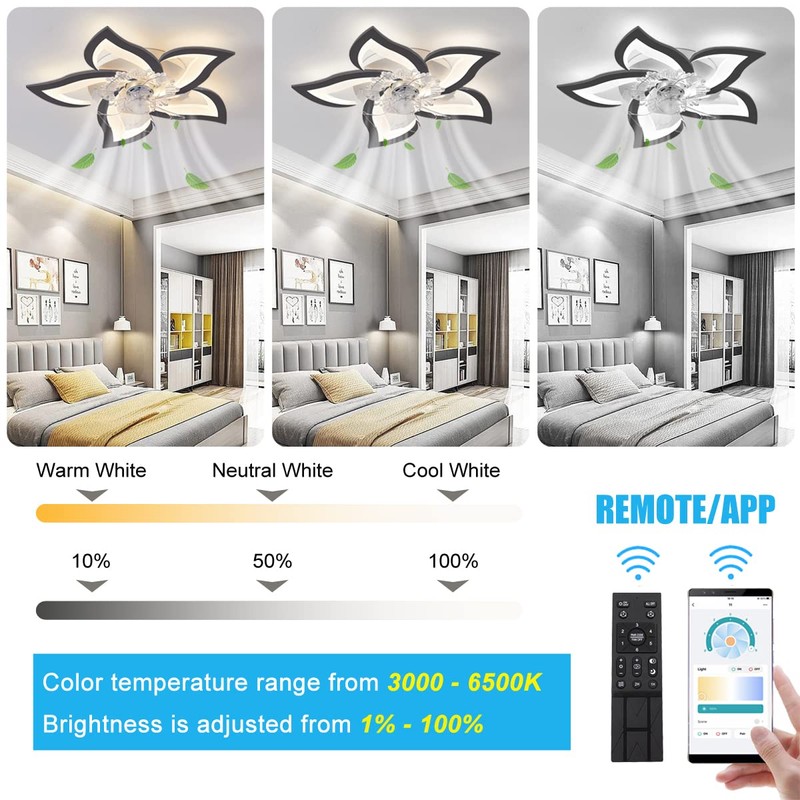 LENIVER 30" Ceiling Fan with Lights Remote Control, Modern Low