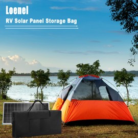 Loenel Solar Panel Storage Bag, Solar Panel Carrying Case for 100W 200W 400W RV Solar Panels, Waterproof Portable Protective Case - Black - 50" L X 5.1" W X 29" H