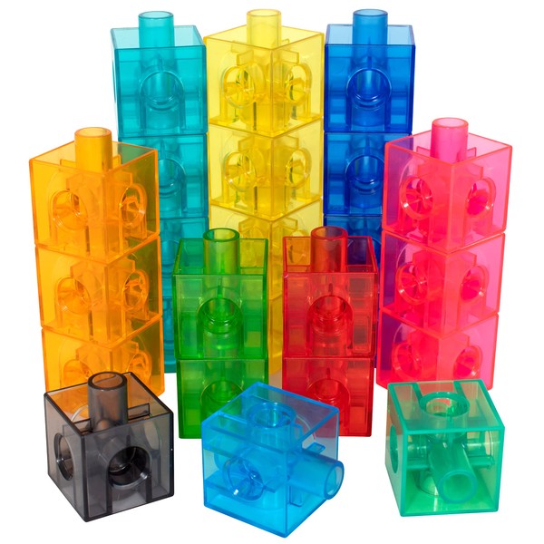 edxeducation Translucent Linking Cubes - Construction Toy for Early Math - Set of 100 - 0.8 Inch - Light Table Toy - Elementary + Preschool Learning