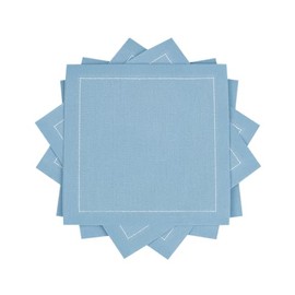 Five Star Napkins Luxury Cotton Cloth Cocktail Napkins - Bar Napkins, Party Napkins, Beverage Napkins, Events, Holiday, Wedding, Birthday, Parties - 4.5" x 4.5" - Disposable (50 x) Sky Blue