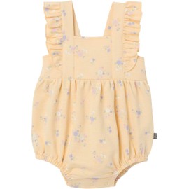 Modern Moments by Gerber Baby Girls' Sleeveless French Terry Romper, Yellow Floral, 18 Months