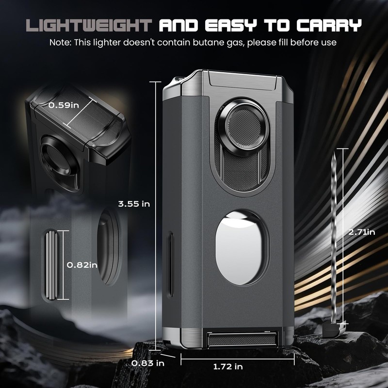 5-in-1 Torch Lighter, with Multi-use Tool, Punch, Draw Enhancer Tool,