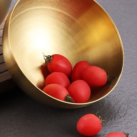 Dadamong Stainless Steel Salad Bowls, Mixing Bowls, Nesting Bowls, Snacks Bowls, Serving Bowls for Mixing, Cooking, Baking, Prepping, Set of 2, Small & Large - 5.9 & 7.9 Inch (Gold)