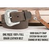 F&L CLASSIC mens Western full grain Leather belt Strap w/Snaps