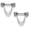 Pierced Owl 14G Stainless Steel Wolf Head Dangling Chain Nipple