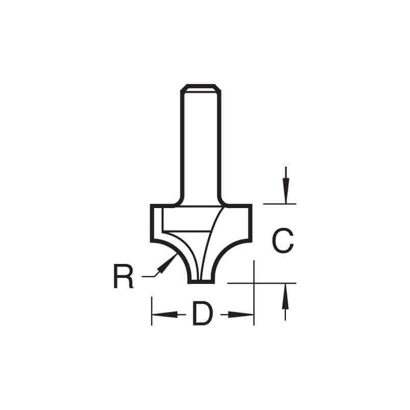 Trend CraftPro Ovolo Rounded Over Router Cutter Bit, 1/4 Inch