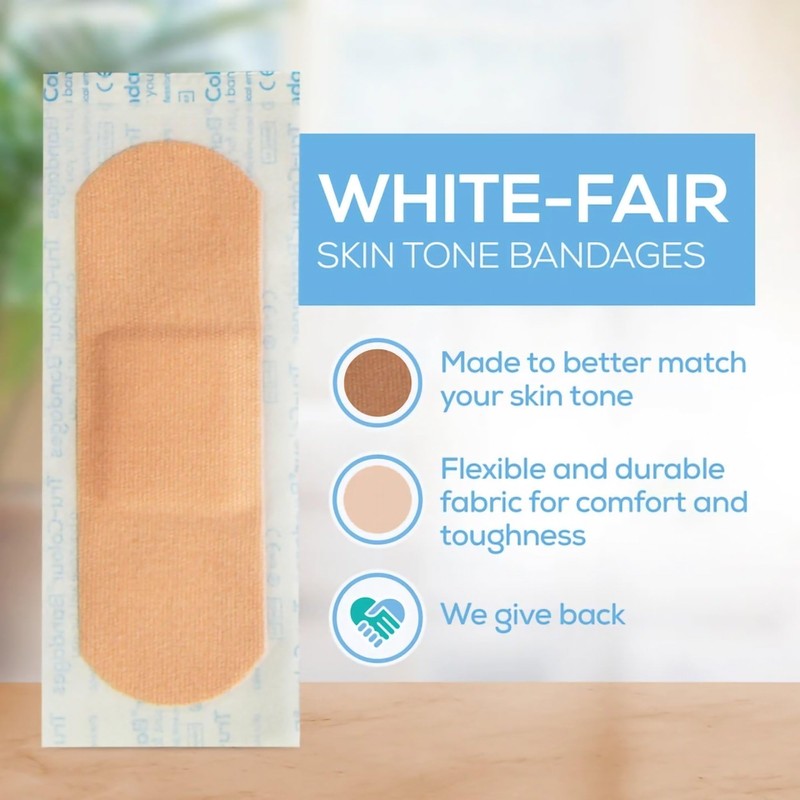 Tru-Colour Skin Tone Shade Fabric Bandages (50 Count) – Flexible,