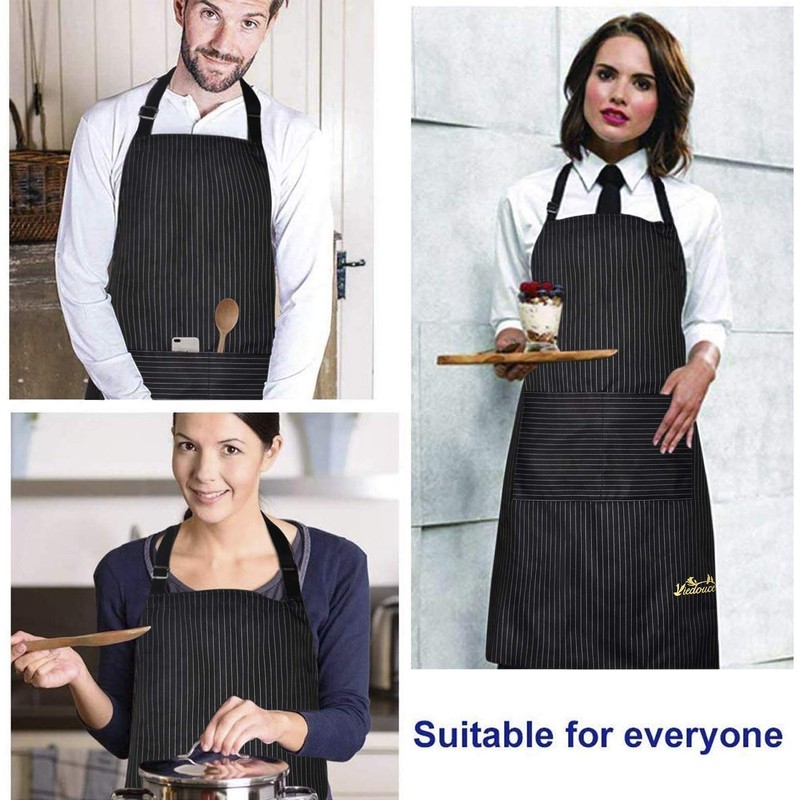 Viedouce 2-Pack of Waterproof Cooking Aprons with Pockets, Adjustable Kitchen