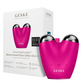 GESKE SmartAppGuided™ MicroCurrent Face-Lifter 6 in 1 Facial Lifting Face & Jawline Trainer Face Tightening Anti Ageing Device Microcurrent Against Wrinkles Double Chin Remover