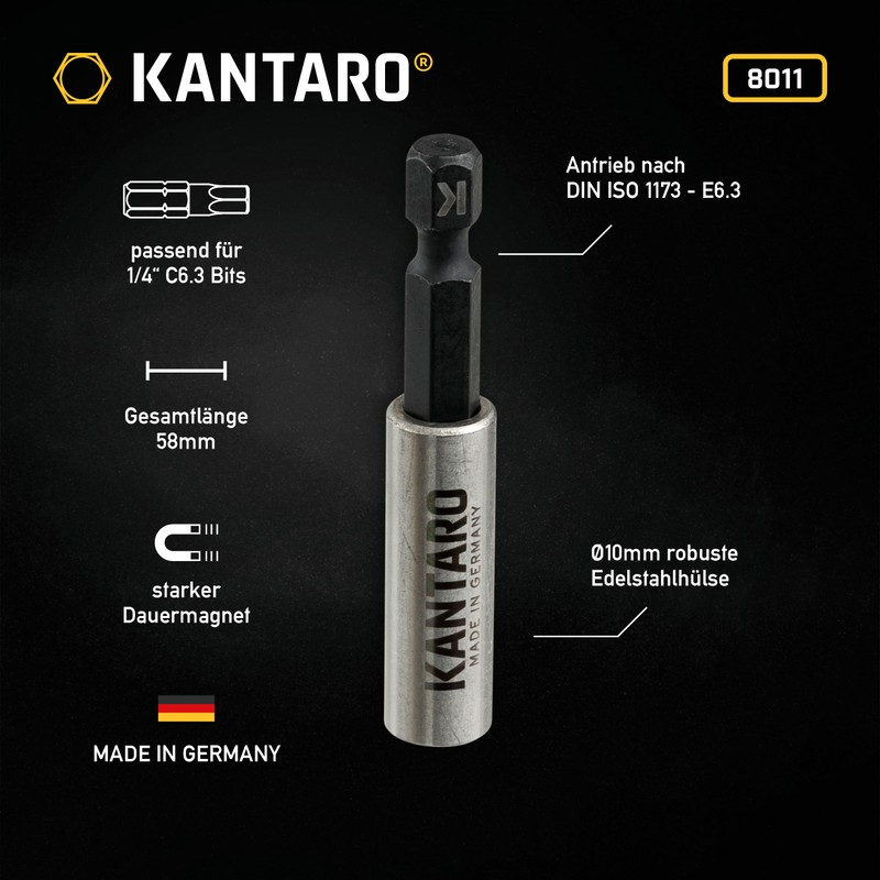 KANTARO 8011 Universal Bit Holder Magnetic Stainless Steel Sleeve E6.3