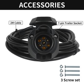 Yinaolan 7 Pin Prewired Plug for Trailer Pole Trailer Socket 7 Core with 2M 7 Core Cable Electrical Adapter for Truck RV